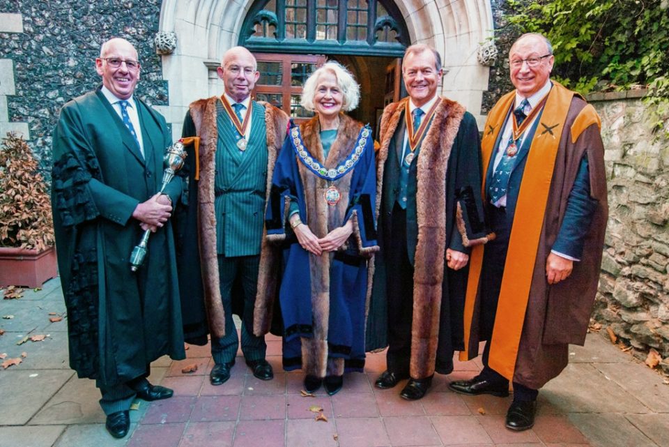 The Master Ms Rosie Carne and Wardens, with the Clerk and Beadle